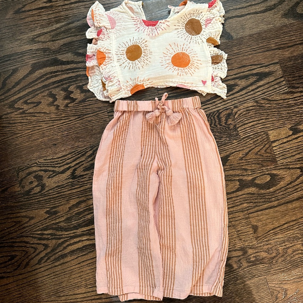 Pink chicken sunset pants set